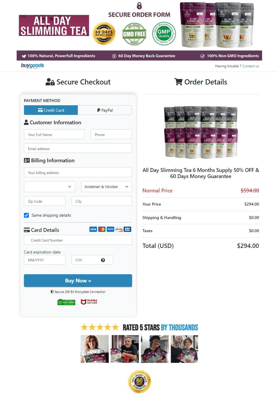 all day slimming tea buy page